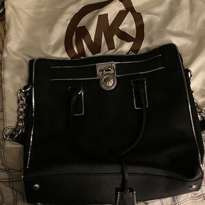Michael Kors Black Shoulder Bag with Silver Accents